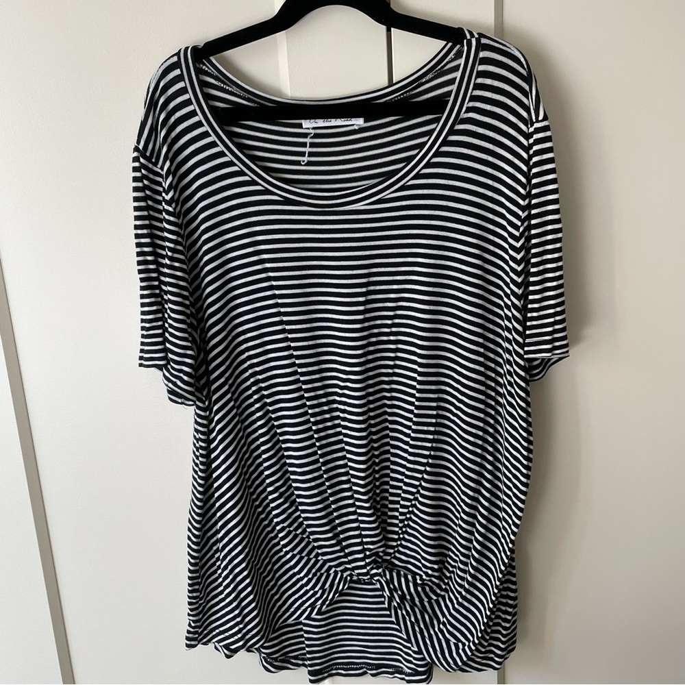 On the Road Twist Front Stripe Tee